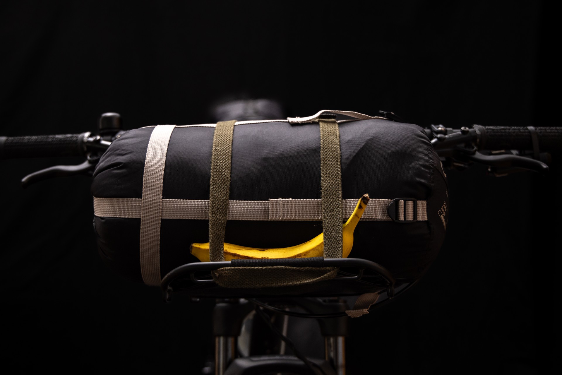 Front Part of a Touring Bicycle with Bag and Banana